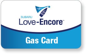 Subaru Love Encore gas card image with Subaru Love-Encore logo. | Jim Keras Subaru Hacks Cross in Memphis TN